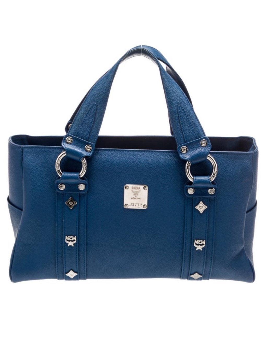 MCM  Royal Blue Leather Top-Handle Tote EUC